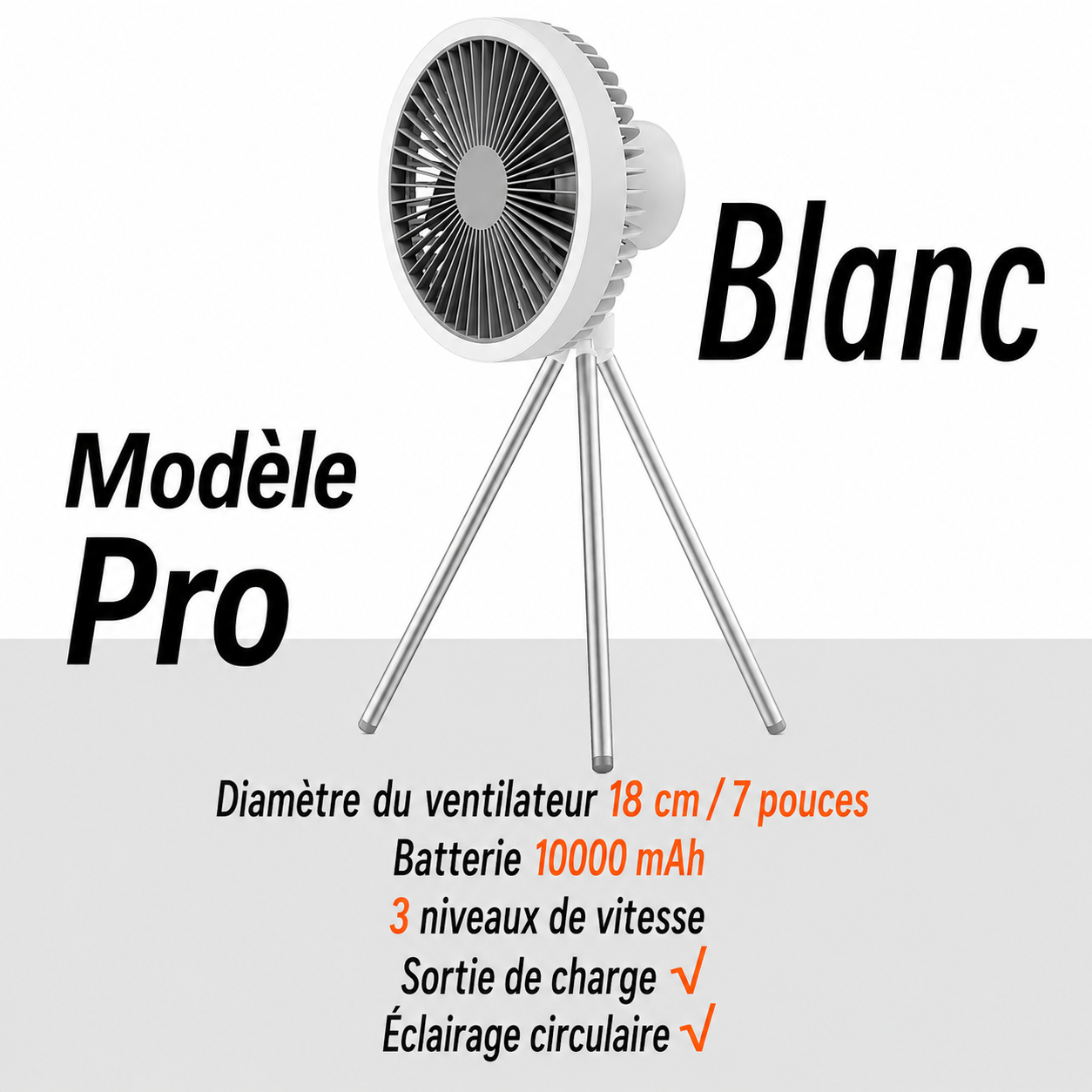 Ventilateur Camping LED